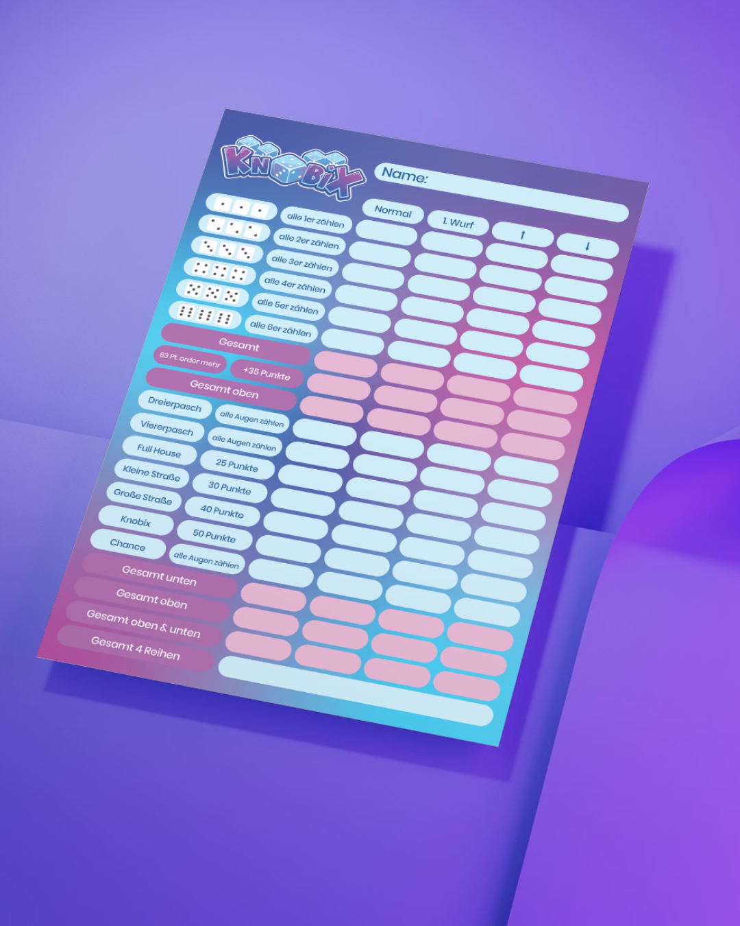 🎲 Knobix Spielblock – 25 Spiele